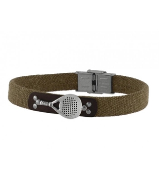 Foto de Pulsera acero, piel y tela padel