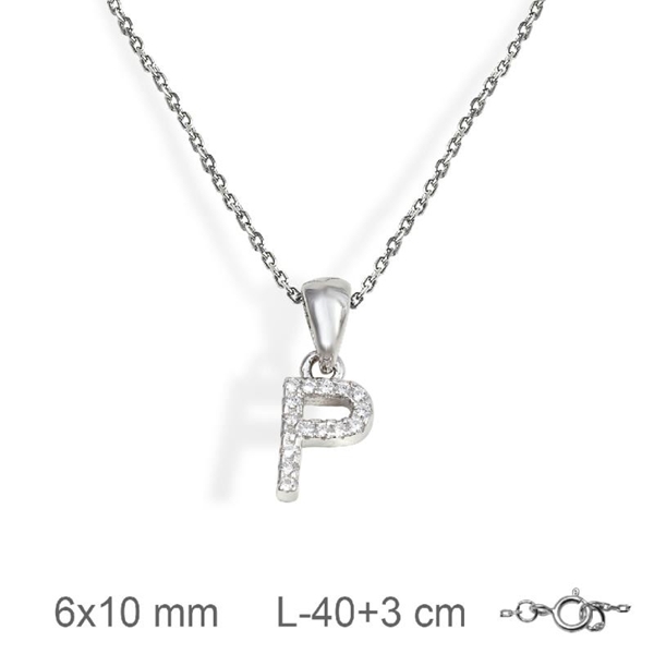 Foto de Letra P con circonitas y cadena