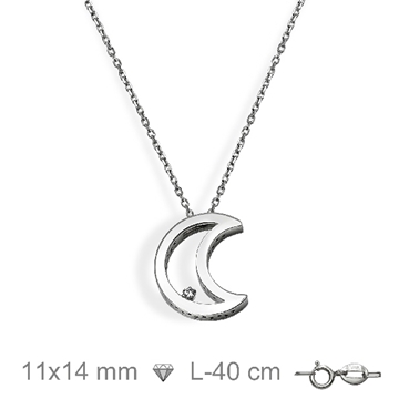 Foto de Gargantilla de oro blanco y brillante luna