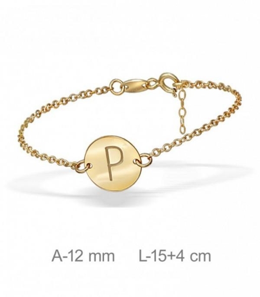 Foto de Pulsera LETRA P de plata con baño de oro