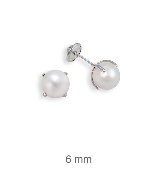 Foto de Dormilón de plata perla redonda y garras 6mm