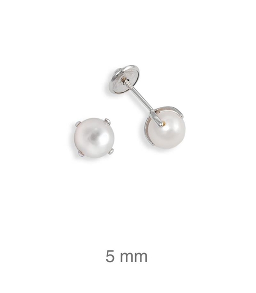 Foto de Dormilón de plata perla redonda y garras 5mm