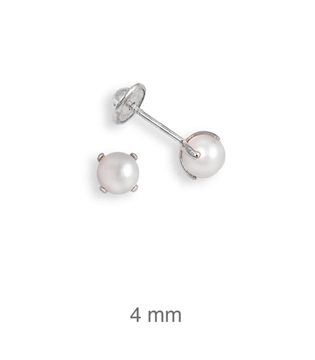 Foto de Dormilón de plata perla redonda y garras 4mm