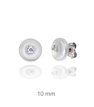 Foto de Pendientes de plata perla chafada y oso 10mm