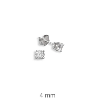 Foto de Pendientes de plata circonita garras 4mm