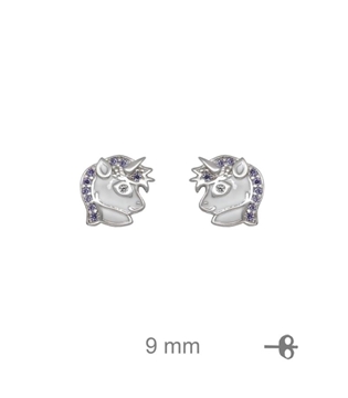 Foto de Pendientes de plata unicornio esmalte