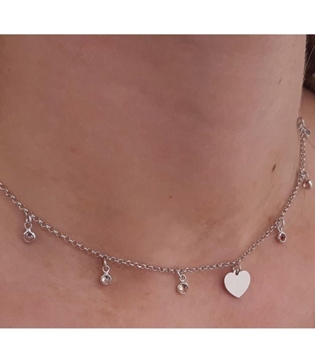 Foto de GARGANTILLA DE PLATA CORAZÓN CON CIRCONITAS