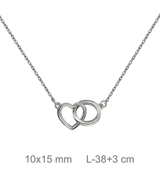 Foto de GARGANTILLA DE PLATA CORAZÓN ENTRELAZADO