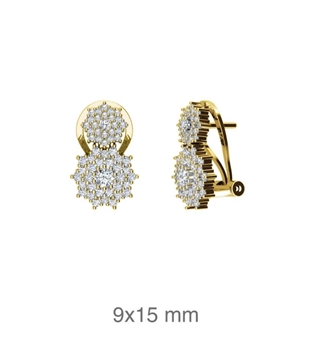 Foto de Pendientes de plata con baño de oro, cierre omega y circonitas
