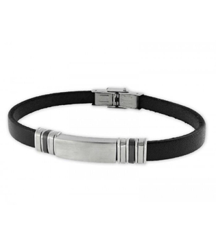 Foto de Pulsera placa acero y piel