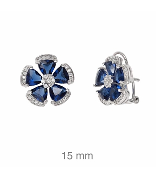 Foto de PENDIENTES PLATA FLOR AZUL OMEGA