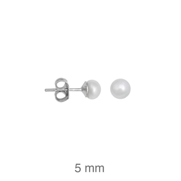 Foto de Pendientes de plata perla natural 5 mm