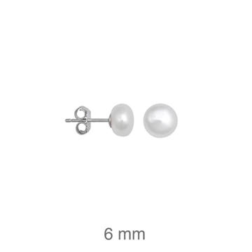 Foto de Pendientes plata perla natural 6 mm