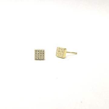 Foto de PENDIENTES SERENA BOTON CUADARDO PLATA BAÑO ORO AMARILLO