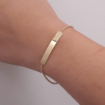 Foto de Pulsera de plata baño de oro placa lisa