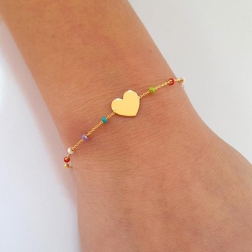 Foto de Pulsera de plata baño de oro corazón