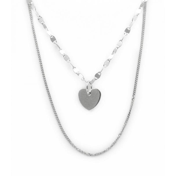 Foto de GARGANTILLA DE PLATA DOBLE CON CORAZÓN