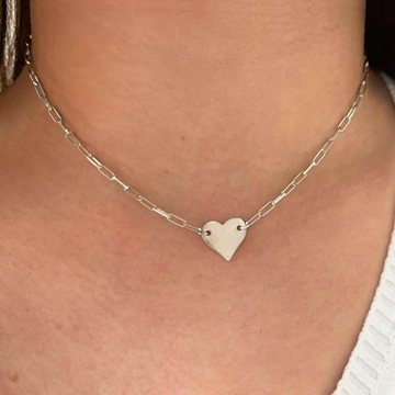 Foto de GARGANTILLA DE PLATA ESLABÓN CON CORAZÓN