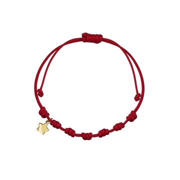 Foto de PULSERA ORO 18K CON 7 NUDOS ESTRELLA 6 MM Y NYLON ROJO