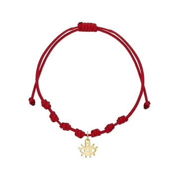 Foto de PULSERA ORO 18K CON 7 NUDOS NAZAR MINI Y NYLON ROJO