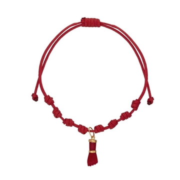 Foto de PULSERA ORO 18K CON 7 NUDOS PUÑO Y NYLON ROJO