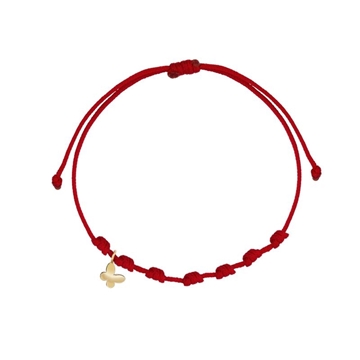 Foto de PULSERA ORO 18K CON 7 NUDOS MARIPOSA MINI Y NYLON ROJO