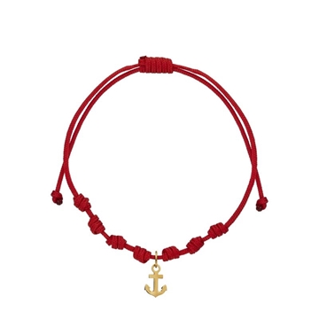 Foto de PULSERA 18K 7 NUDOS ANCLA SUERTE NYLON ROJO