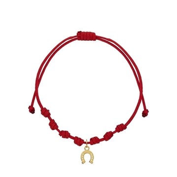 Foto de PULSERA 18K 7 NUDOS HERRADURA MINI NYLON ROJO