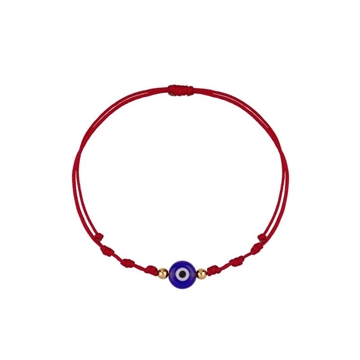 Foto de PULSERA 18K OJO PROTECTOR BOLITAS NYLON ROJO