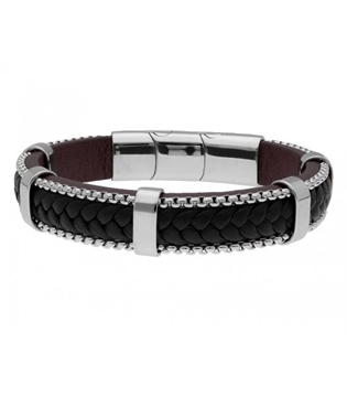 Foto de PULSERA DE ACERO CON TRENZA DE PIEL