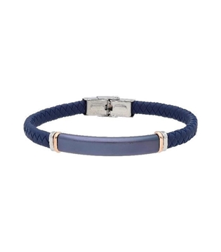 Foto de PULSERA DE PIEL AZUL CON TRENZA Y PLACA