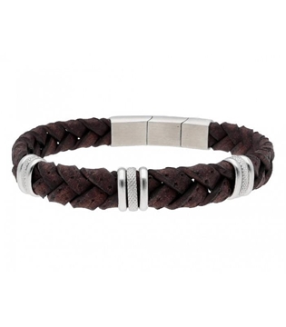 Foto de PULSERA MARRON TRENZA CON MOTIVOS EN ACERO